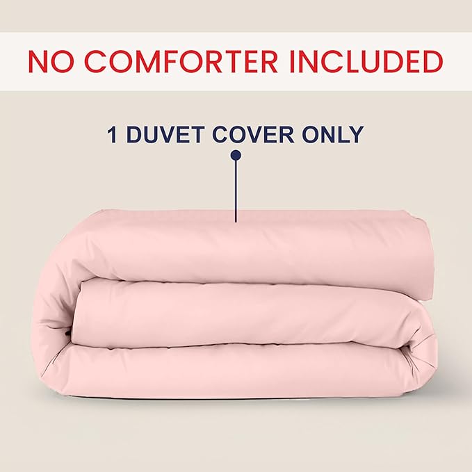 Kotton Culture 1 Pc King Size Duvet Cover Only -100% Egyptian Cotton Sateen 600 Thread Count Ultra Soft Premium Durable Comforter Cover Zipper Closure & Corner Ties (Pink Blush, King 102"x94")