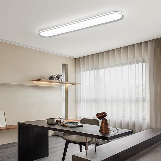47.1 Inch Metal LED Ceiling Light,Slim, Edge Lit - 65W Full Spectrum Linear Ceiling Lamps,6500K Cool White Modern Ultra Thin Low Profile Light Fixture for Kitchen, Home & Office Hallway
