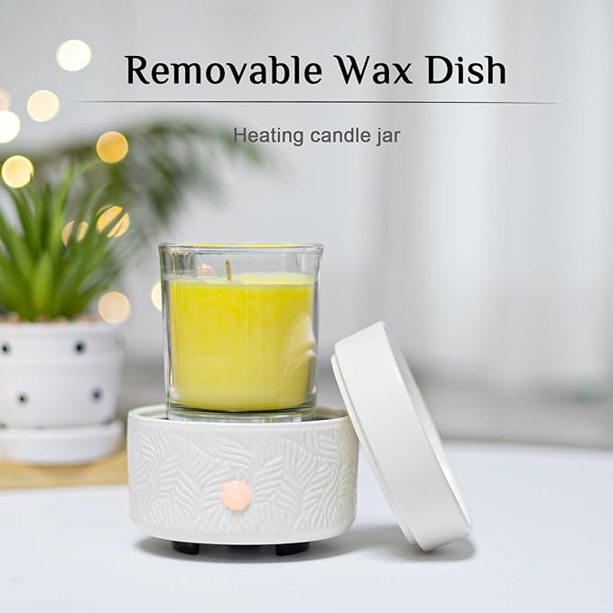 Wax Melts Candle Warmer Burner - Ceramic Fragrance Wax Warmer 3-in-1 Essential Oil Burner Electric Scented Fragrance Candle Melter for Scented Wax Tart Cube Aromatherapy Home Office Bedroom Gifts