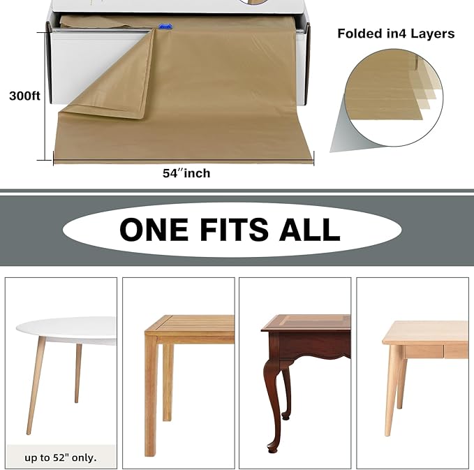 Craft And Party, 54 in x 300 feet Plastic Table Cover Roll for Party, Banquet, Picnic, Kids Activities for Any Size and Shape Table (Gold, 54" x 300ft)
