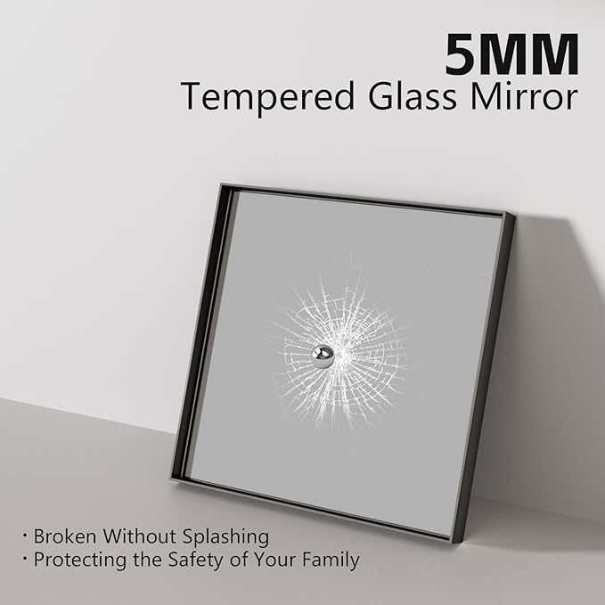36”x 36” Black Bathroom Mirrors for Over Sink, Square Framed Mirror for Over Sink, Bathroom Vanity Mirrors,Tempered Glass, Decor Wall Mirrors for Entryway, Living Room (Horizontal/Vertical)