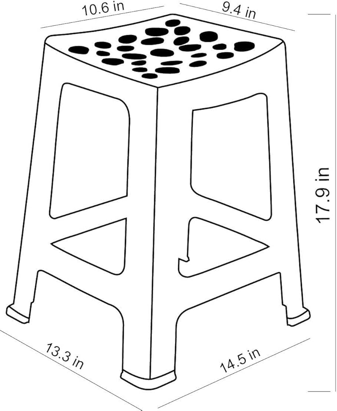 Mintra Home Light Duty Plastic Stools 2pk (18in Height, Dark Blue)