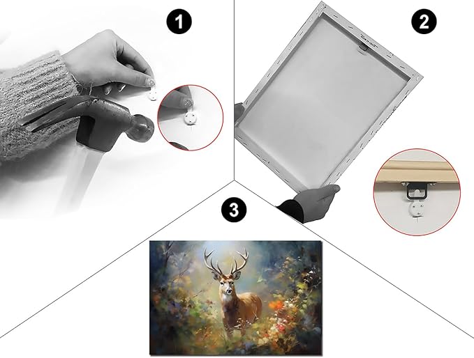 Deer Wall Art Decor Elk Canvas Pictures Forest Landscape Theme Art Print Wildlife Canvas Artwork for Living Room Watercolr Animal Canvas Art for Bedroom Bathroom Home Office Decorations(24"×36")