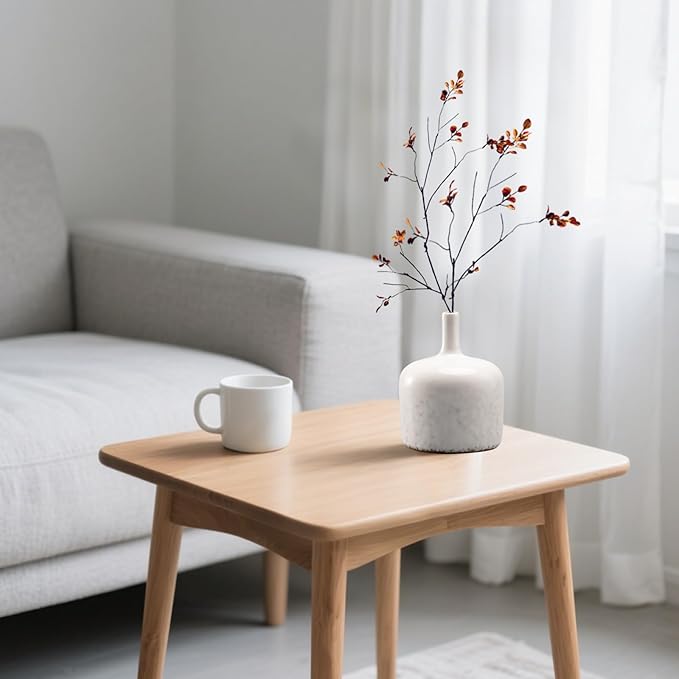 White Ceramic Vase Set - Set of 2 Table Vase, Ceramic Flower Vases for Centerpieces, White Reactive Long Neck Vases, Large Tabletop Living Room Decor 9.5 Inch Cynkeyee