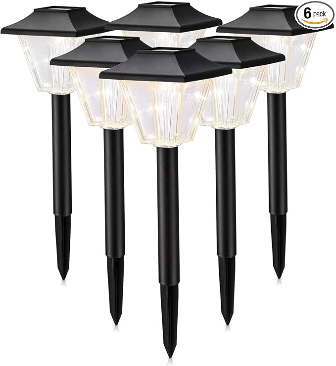 SUNWIND Solar Powered Outdoor Pathway Lights, 4 Pack, Waterproof LED, Black