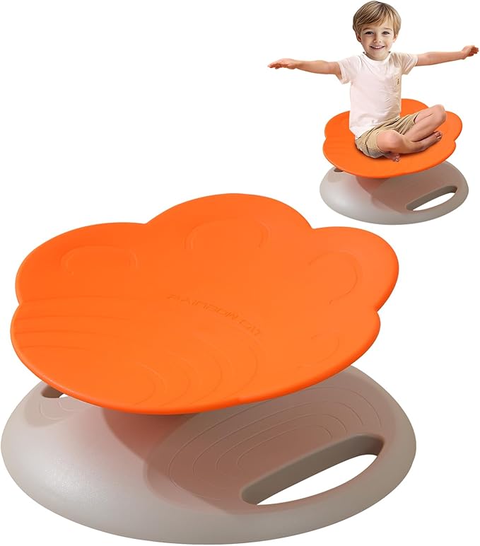 Swivel Chair for Kids, 360° Spinning Seat, Toddler Sit and Spin Chair, Sensory Balance Toys for Children, Autism Sensory Equipment ADHD Perfect for Home Classroom Therapy Centers (Orange)
