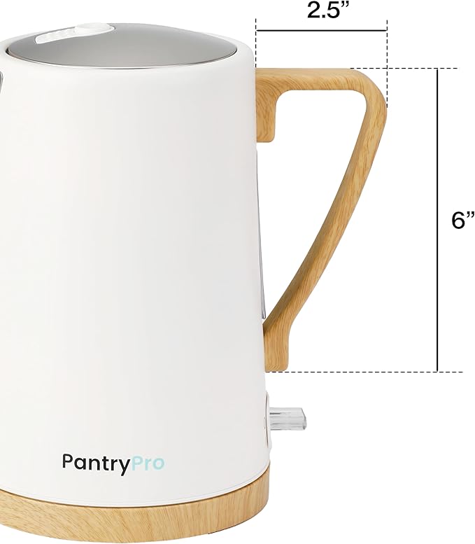 1.7L 1500W Wide Mouth Electric Kettle - Stainless Steel Interior - Rapid-Boil - Auto Shut-Off, Boil-Dry Protection, Cool-Touch, LED Indicator - White by The Display Guys