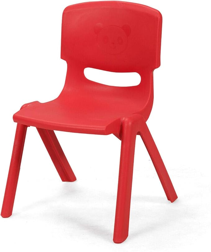 Costzon Plastic Stackable School Chairs, 4 Pack, Kids Learning Chairs with 11 inch Seat Height, Carrying Handle, Waterproof Children Chairs for Playrooms, Schools, Daycares and Home (4 Pack, Red)