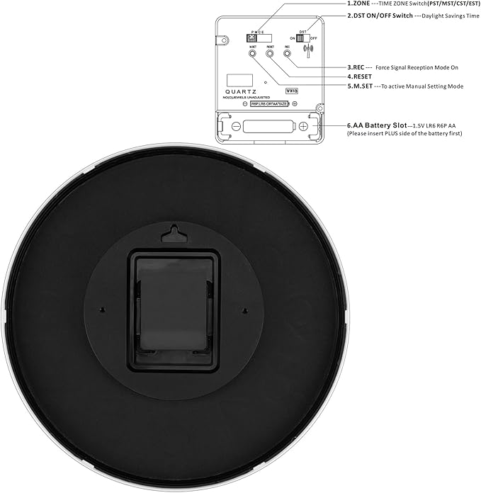 Foxtop Atomic Wall Clock Battery Operated Round Analog Modern Wall Clock Sets Automatically for Office Classroom Bedroom Kitchen Living Room (Cerulean)