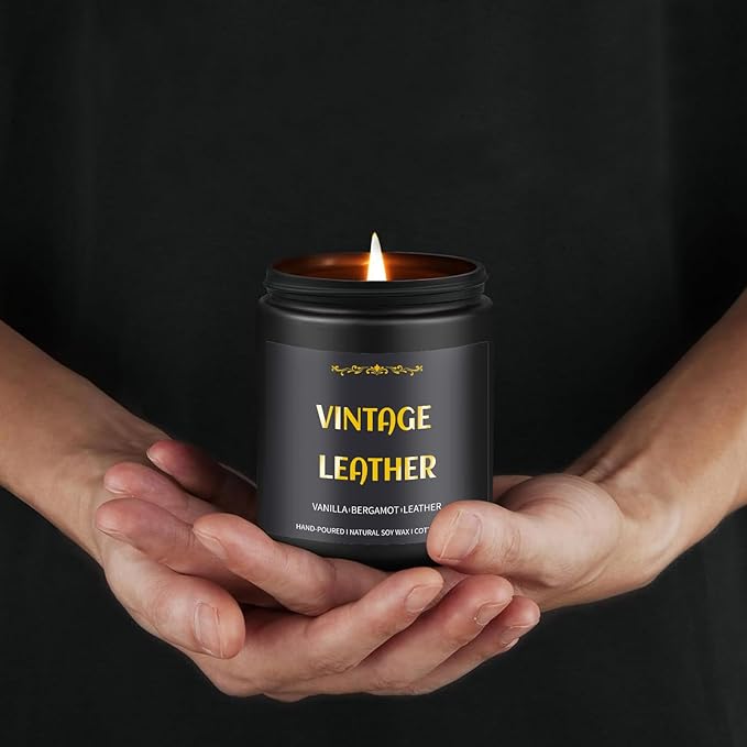 Scented Candles for Men, 4 Pack Mens Candle Set, Soy Candles for Home Scented, Masculine Candle for Him, 28oz, 200 Hours Burning Time Aromatherapy Candles of Lavender/Eucalyptus/Leather/Oak