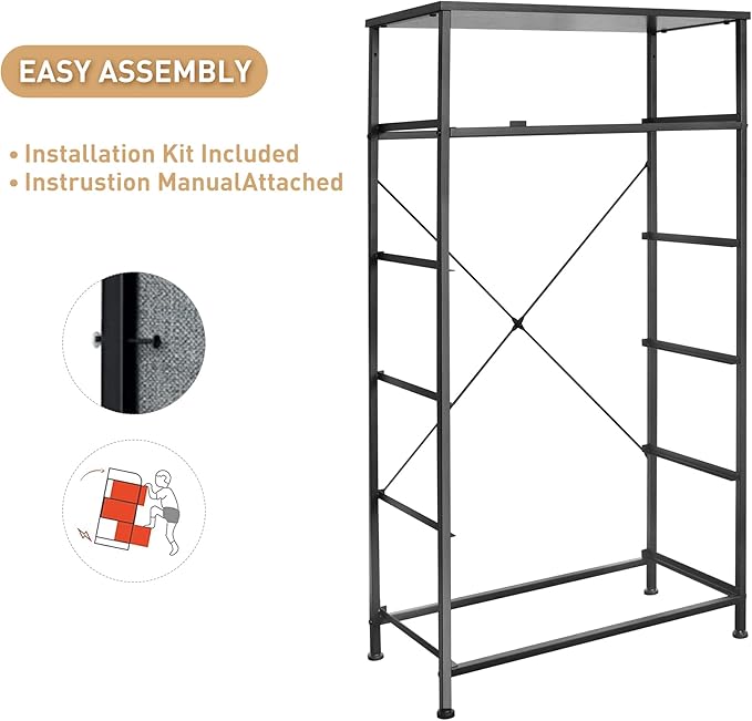 Tall Dresser for Bedroom, Vertical Storage Organizer Tower with 6 Drawers, Chest of Drawers with Fabric Bins, Steel Frame, Wood Top for Bedroom, Closet, Entryway- Grey