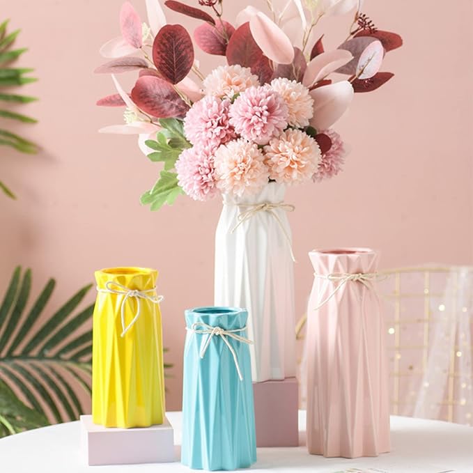 Ceramic Pink Vase Flower Vase for Home Decor Modern Style 9.5 inch Tall Vase for Table Shelf Home Decor Vase for Fireplace Bedroom Kitchen Living Room Wedding Office Desk Birthday Gifts