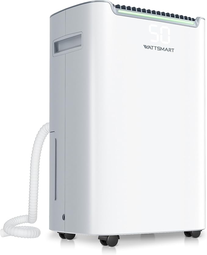 Dehumidifiers for Home with Drain Hose,75 OZ Water Tank, 4500 Sq.Ft 55 Pints Dehumidifiers for Basement, Bathroom, Bedroom, Three Modes, Smart Humidity Control, Dry Clothes, 24H Timer, White
