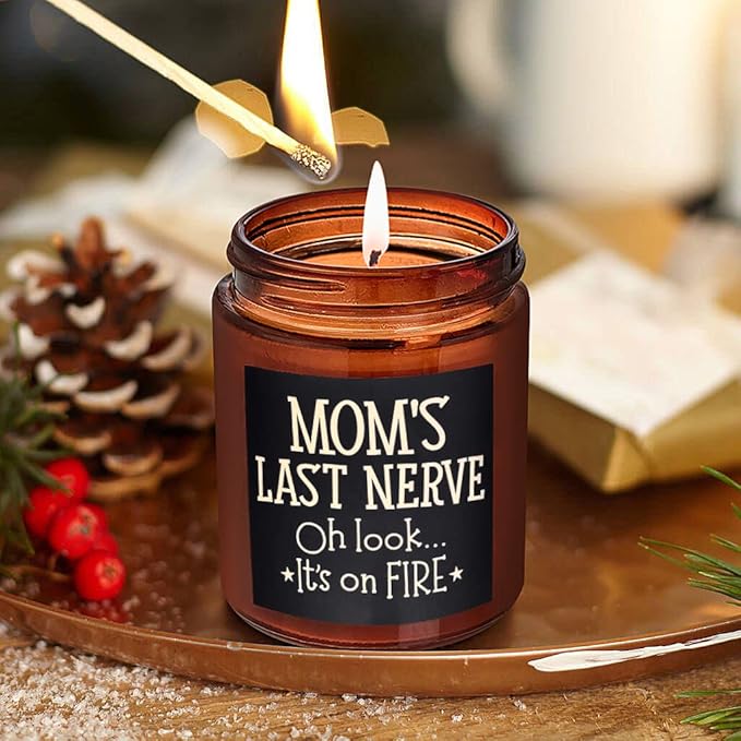 Best Mom Gifts from Daughter, Son - Fun Relaxing Candle - Funny Birthday Gifts for Women, Her, Wife, Stepmother, New Mom - Mom's Last Nerve Natural Soy Wax Candle - Mothers Day, Thanksgiving