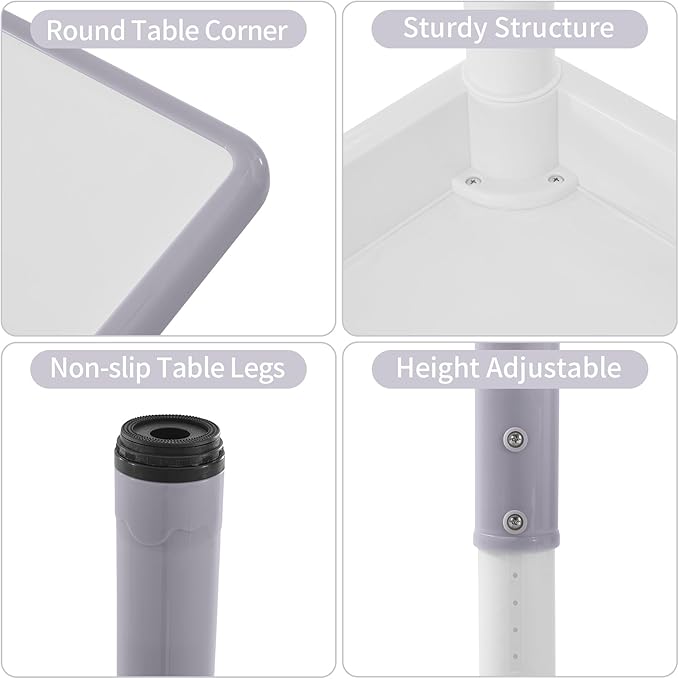 Toddler Table and Chairs Set for 4, 47.2''L x 23.6''W Kids Study Table and Chair Set, Height-Adjustable, Graffiti Desktop, Children Activity Table for Daycare, Classroom, Home