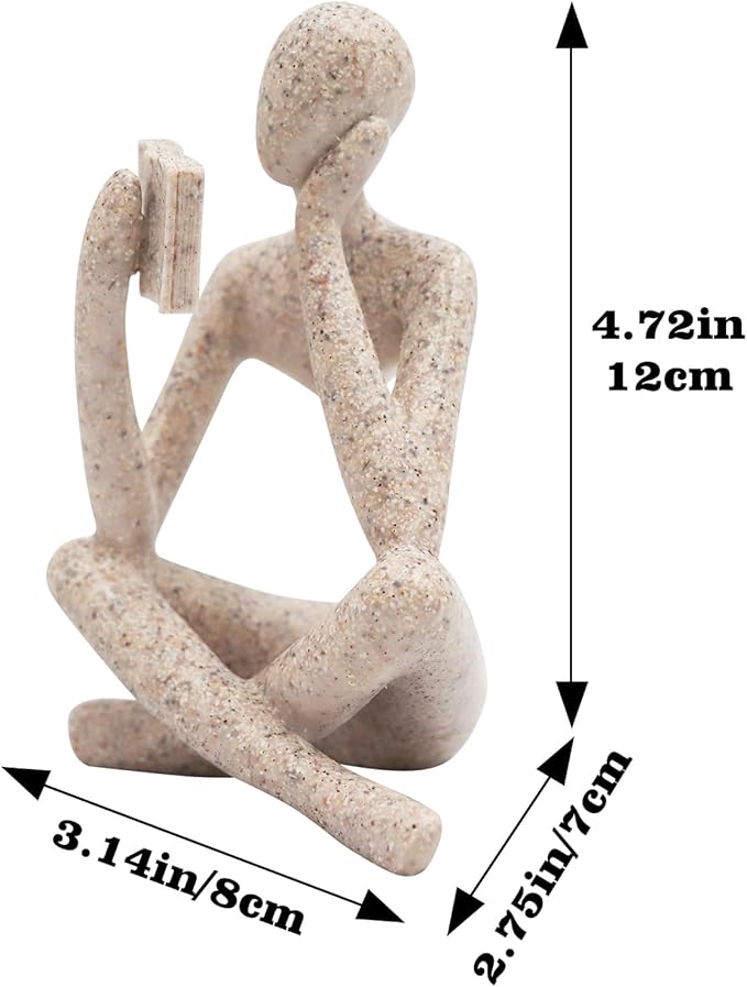 Gold Reading Women Statue, Thinker Sculptures, Abstract Art Ornament, Modern Aesthetic Figurine Decoration, Suitable for Home Living Room Bedroom Office Shelf Table Desk Bookshelf Decor