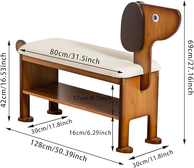 Shoe Bench – 2-Tier Wooden Entryway Organizer Cute Dog-Shaped with Pet-Inspired Design, 31.5inchs Hallway & Living Room Bench
