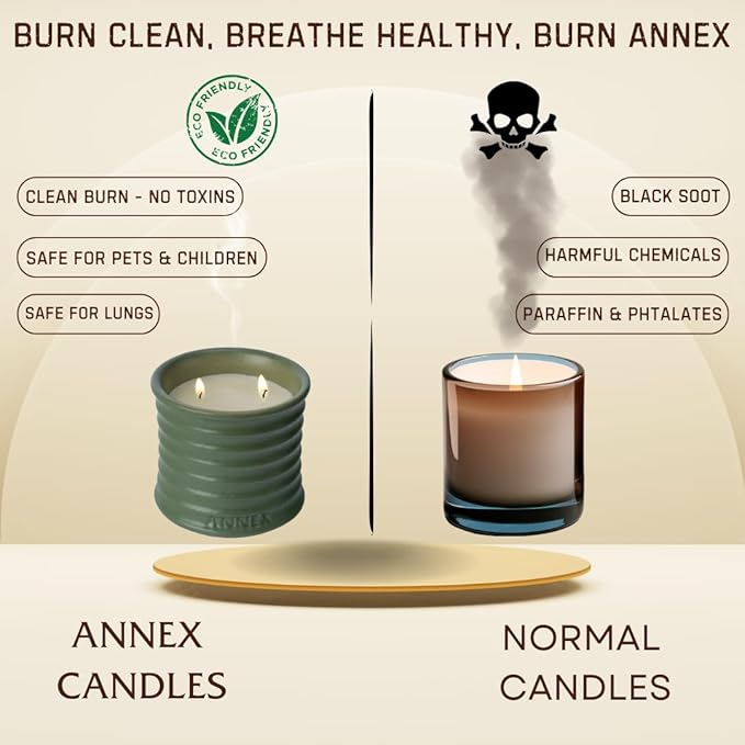 Scented Luxury Candles in Handmade Ceramic Jars, Soy Wax | Woody Wood – Oud & Agarwood, Large Candle | Non Toxic, 2 Wicks, Reusable Big Olive Green Jar | Natural Spring Aromatherapy for Women & Men