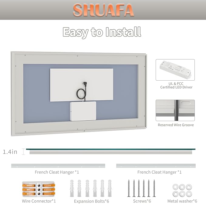 LED Mirror for Bathroom, 60x30 Inch Backlit + Front Lighted Bathroom Vanity Mirror with Lights for Wall, Double Light Strips, 3 Colors, Shatter-Proof, Anti-Fog and Brightness Memory