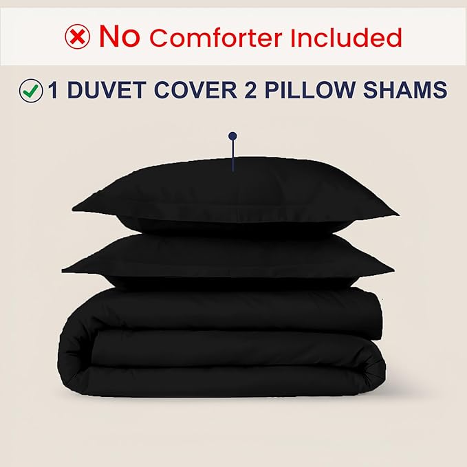 Kotton Culture 120"x120" 3 Pc Super King Plus/Super Oversize King Duvet Cover Set 100% Egyptian Cotton - 600 TC Comforter Cover, Zipper Closure & Corner Ties - Fits Only Extra Large Inserts - Black
