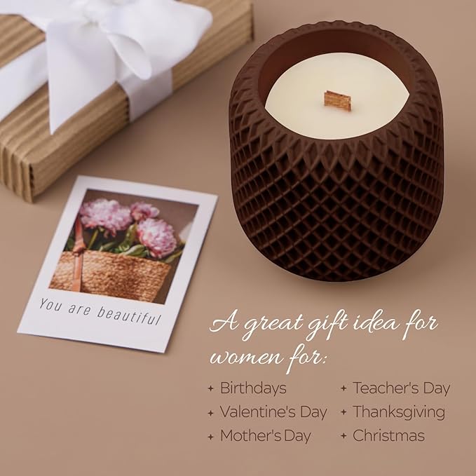 Scented Candles - Luxury Concrete Jar Candle for Home Scented, Soy Wax Candle - Relaxation Gift for Women, Premium Room Décor, Non-Toxic, Great Idea for Gifts (Grounded Coffee)