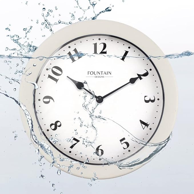 8.26" Nordic Indoor/Outdoor Clock, Waterproof & Dustproof, Modern Style, Snowberry White Color (Qualified for Bathroom and All Outdoor Area)