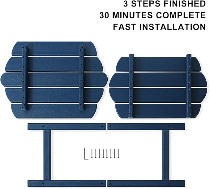 Small Outdoor Side Tables Modern 2-Tier Adirondack Table Rustic End Table HDPE Storage Shelf Industrial Corner Rectangle Coffee Table for Patio Garden Balcony Backyard Pool Farmhouse Home Blue
