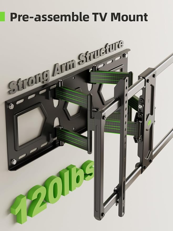 USX Mount Ultra Slim Full Motion TV Wall Mount for 37-90 inch Flat Screen/LED/4K, Wall Mount TV Bracket with Dual Swivel Articulating 6 Arms, Max VESA 600x400mm, Fits 8/16/24 Studs