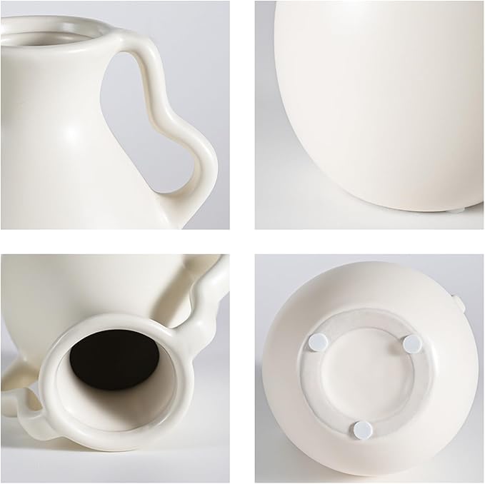 White Ceramic Vase, Suitable for Home, Living Room, Dining Table, Farmhouse, Office Decor, Bedroom, Table and Kitchen Shelf (White)
