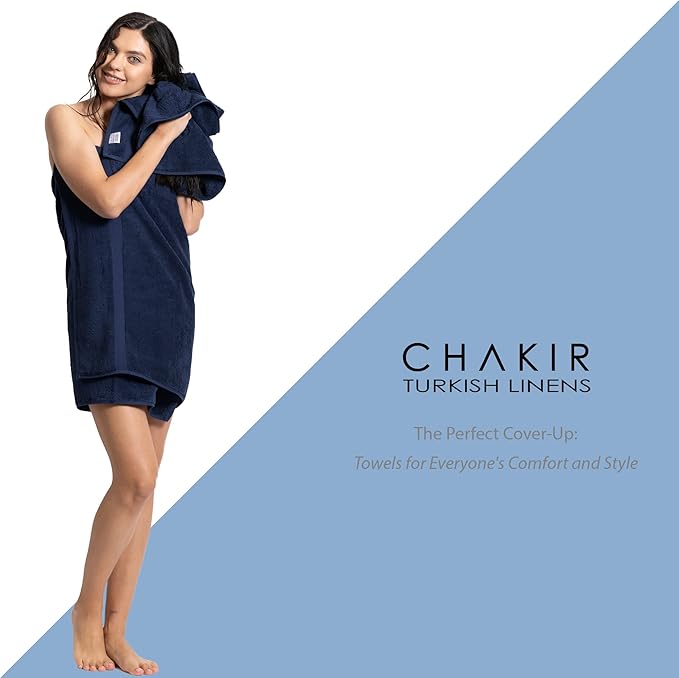 Chakir Turkish Linens Premium Cotton Absorbent Turkish Towels (8-Piece Towel Set, Navy Blue)