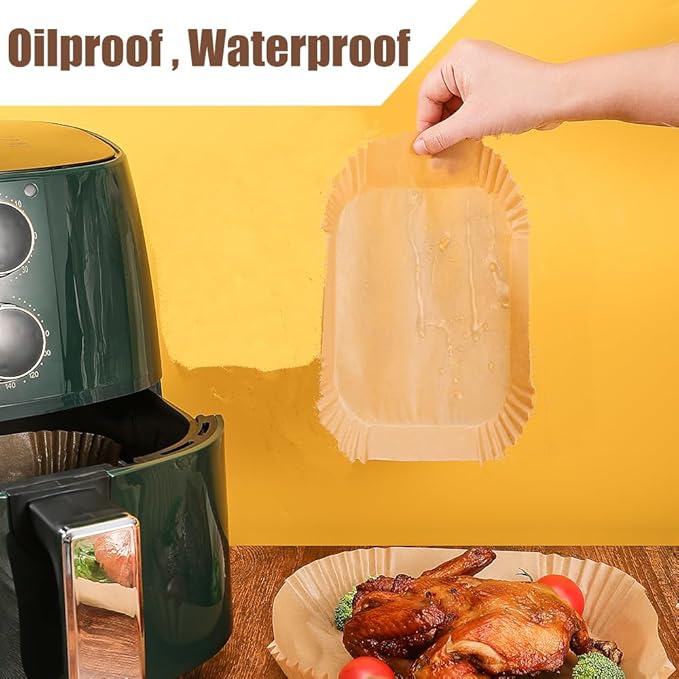 100 Pcs Air Fryer Parchment Paper Liners,8.6X5.5 In Rectangle Air Fryer Liners Disposable for Dual Basket 6-10 QT, DZ201-DZ401-DZ071 Air Fryer Frying,Baking,Roast