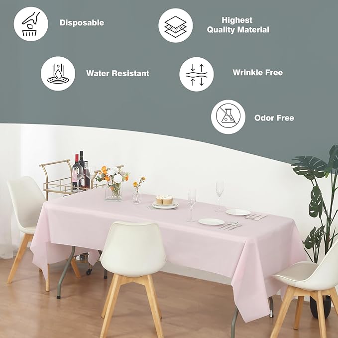 Craft And Party, Pink Plastic Table Cover Roll - 40in X 100 feet Heavy Duty Plastic Banquet Table Cover Roll. (Pink)