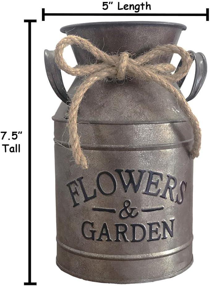 Vintage Rustic Antique Decorative Flower Vase Milk Tin Can for Centerpieces, Home Decor or Gift