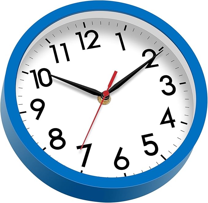 AKCISOT Wall Clock 8 Inch Silent Non-Ticking Modern Clocks Battery Operated - Analog Small Classic for Office, Home, Bathroom, Kitchen, Bedroom, School(Blue)