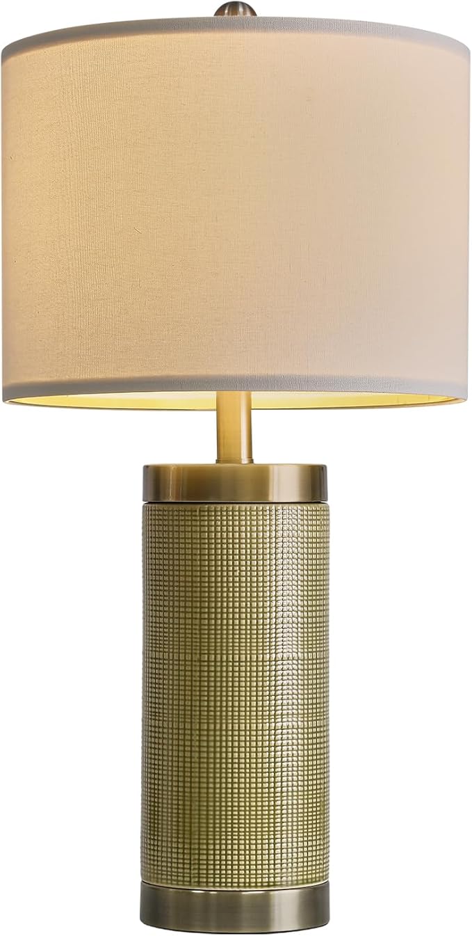 24.5" Modern Ceramic Light-Green Single Bedside Lamp for Bedroom Decor Farmhouse Table Lamp for Living Room Office Dorm
