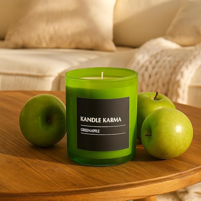 Luxury Soy Wax Candle, Scented Candle Jar Gifts for Women, Non-Toxic, Highly Scented & Long Lasting Up to 40 Hours Burning Time, Natural Large Aromatherapy Bathroom Candles: Green Apple (18 Oz)