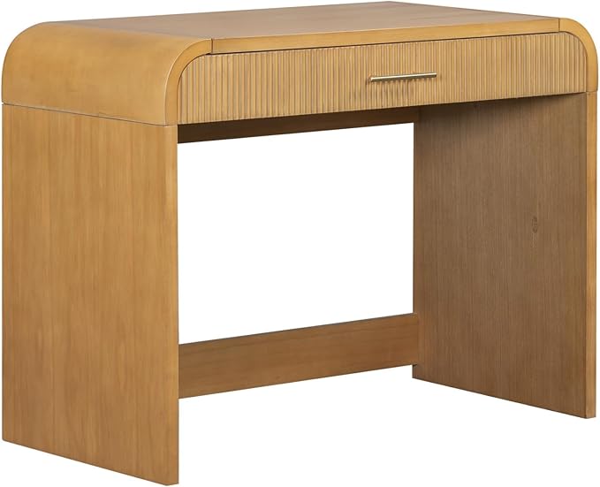 Merax 39" Make Up Vanity Desk with Touch Screen Lighted Mirror and Storage Drawer, Rubber Wood Girls Makeup Dresser Table for Bedroom, Dressing Room