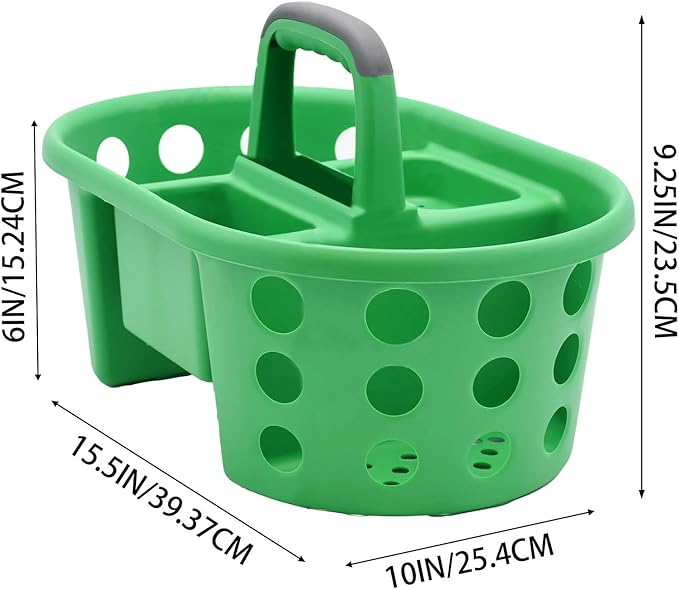 Large Shower Caddy Portable 2PC - Made in USA Plastic Jumbo Size Dorm Storage Candy Tote with Handle Shower Organizer for Bathroom, Pantry, Kitchen, College Dorm, Green/Red