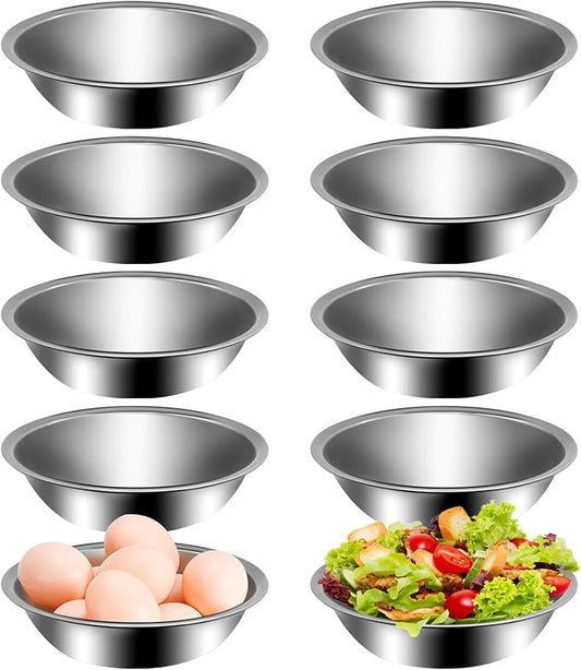 UOIENRT 10 Packs Small Stainless Steel Bowls, 3/4 Quart Prep Bowls with Flat Base, 6 1/2 Inch Wide Metal Bowl for Kitchen Prep Cooking Baking Serving Mixing Cereal