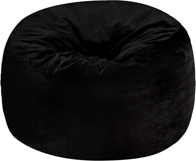 Homguava 5FT Bean Bag Chair Giant BeanBag with Memory Foam Filled, Comfy Bean Bag Chairs for Adults, Adult Bean Bag Chair with Dutch Velvet Cover for Living Room Bedroom-Black
