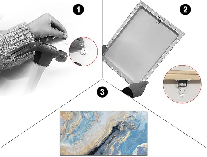 Abstract Canvas Wall Art Decor for Living Room Blue Gold Marbling Pictures Painting for Bedroom Modern Abstract Canvas Art Ptints for Office Home Decorations (24x48inches)