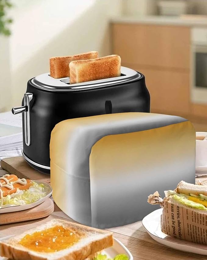 Toaster Cover 2 Slice Yellow and Grey Ombre Toaster Oven Cover with Pockets Gradient Color Dustproof Bakeware Protector Small Kitchen Appliance Dust Covers and Fingerprint Protection for Women