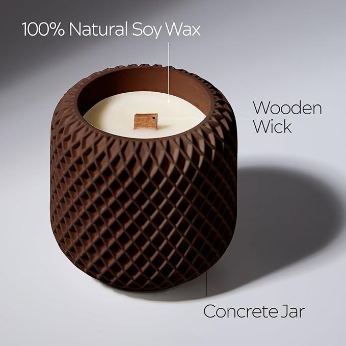 Scented Candles - Luxury Concrete Jar Candle for Home Scented, Soy Wax Candle - Relaxation Gift for Women, Premium Room Décor, Non-Toxic, Great Idea for Gifts (Grounded Coffee)