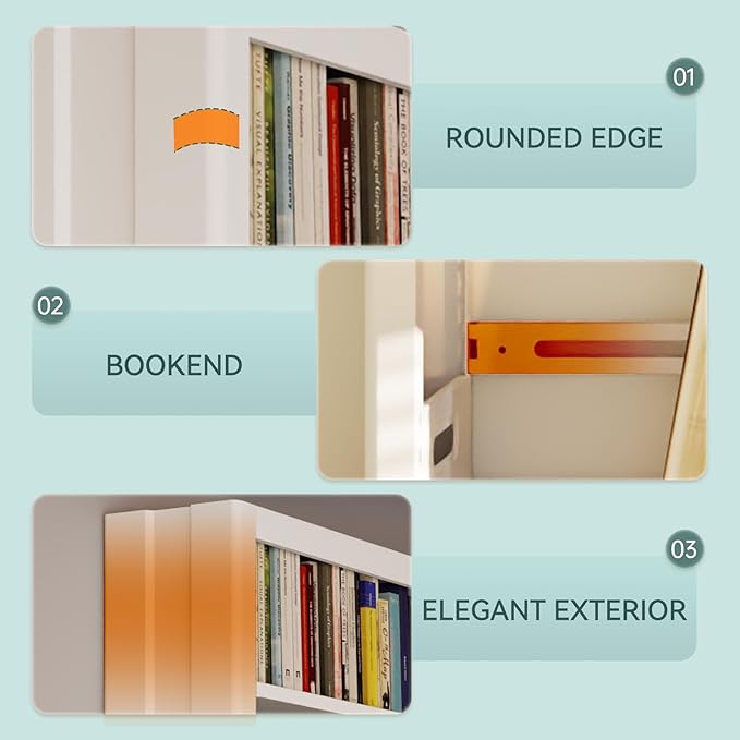 71" Metal Book Shelf,5 Tier Bookshelf with Adjustable Shelves,White Bookshleves and Bookcases,Heavy Duty Library Book Case,Modern Open Bookshelf for Living Room,Bedroom,Office (White)