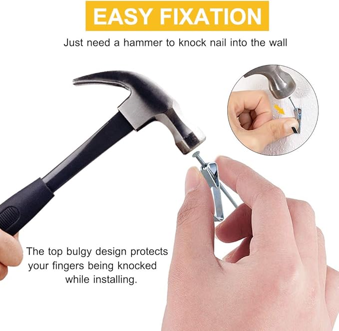 100pcs Picture Hangers,30lbs Picture Hanging Hooks with Nails, FUZANWJ Professional Picture Hanging Kit on Wood/Drywall (30lbs-100pcs)