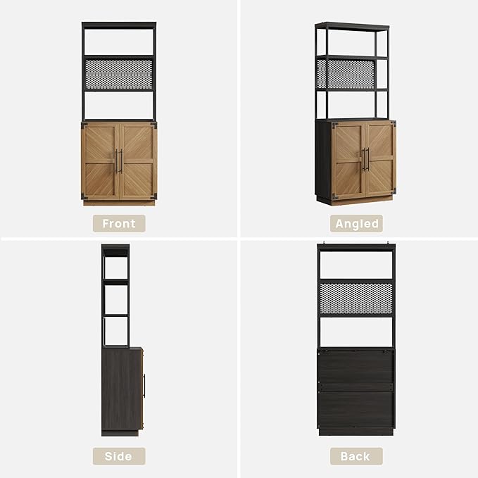 SICOTAS Book Shelf Bookcases with Storage - 75.3” Tall Book Shelves Case 5 Tier Large Modern Bookshelf Case with Door, Farmhouse Standing Display Cabinet for Living Room, Home Office, Study Room(2PCS)