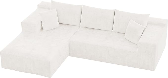 YESHOMY Sectional Couch, 108" Boneless Couches for Living Room, Modular Sectional Sofa with Deep Seat, Cloud Comfy Couch with L-Shape Chaise, No Assembly Required (Chenille, Pearl Cream)