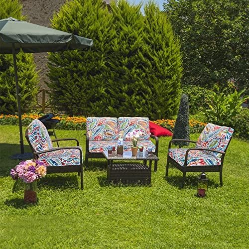 JMGBird Outdoor Cushion Tufted Pillow, Deep Seat Outdoor Chair Cushion 22"x22" Patio Cushions for Outdoor Furniture