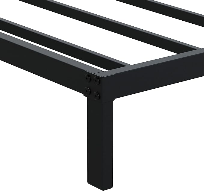 9 Inch King Bed Frame Heavy Duty Low Profile Metal Platform No Box Spring Needed Mattress Foundation, Easy to Assembly, Noise Free, Black