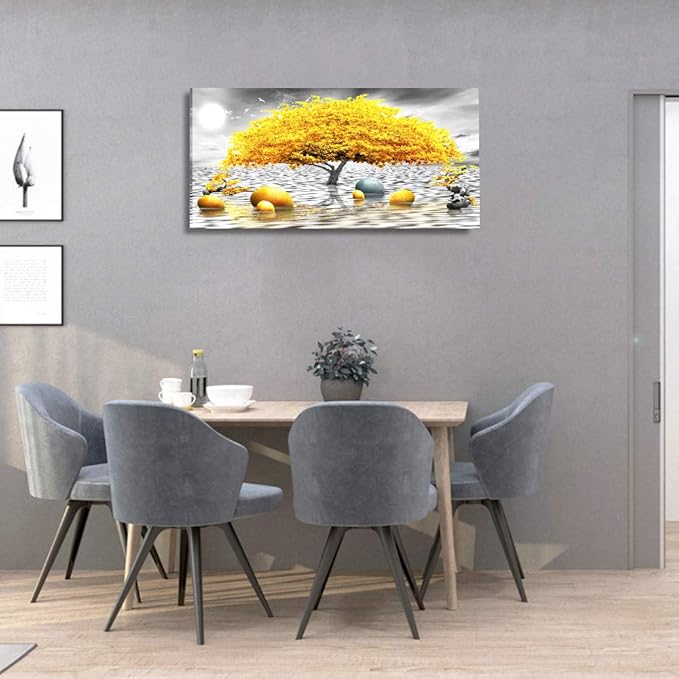 Wall decorations for living room Canvas Wall Art for bedroom Abstract wall decor Black and white Canvas Art Yellow tree paintings bathroom Home Decoration Hang Pictures Office large Wall Artworks